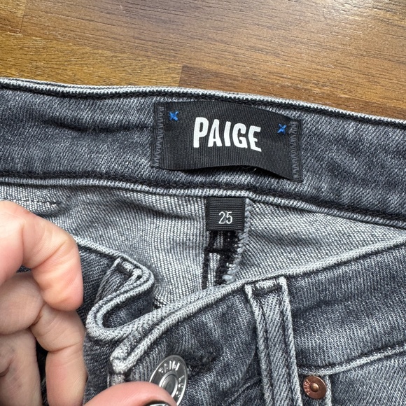 Paige Cindy High Rise Ankle Fray Straight Jeans Ash Black Size 25 - Picture 4 of 5